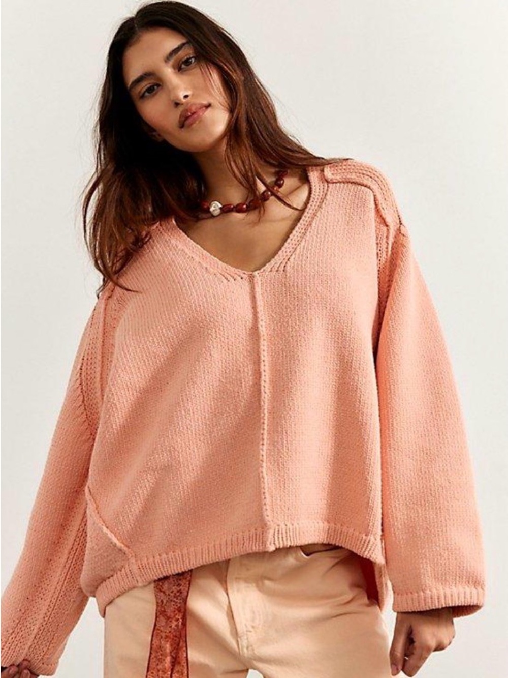 Free People We The Free Monarch Pullover. NWT. Peach puff